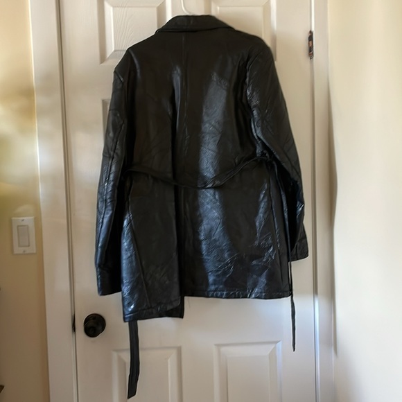 Gorgeous vintage 1990s leWorld leather patchwork belted jacket L - Picture 10 of 14